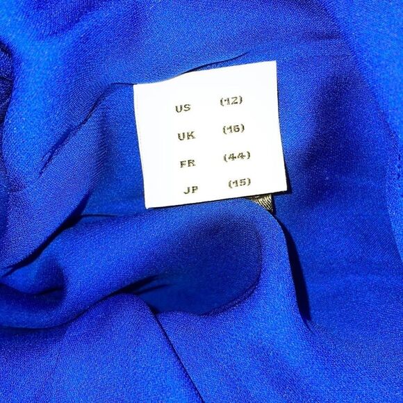 NWT ADAM LIPPES Cobalt Blue SEAMED Corded LACE Flare COCKTAIL Mini DRESS US 12 - Picture 12 of 12